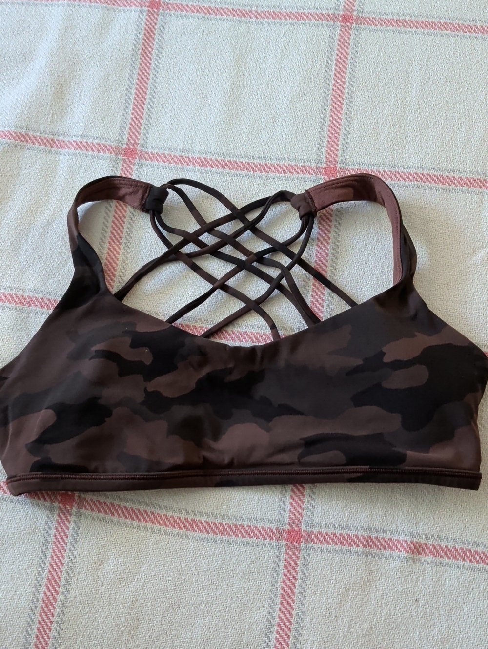 lululemon athletica Brown Camo Strappy Sports Bra